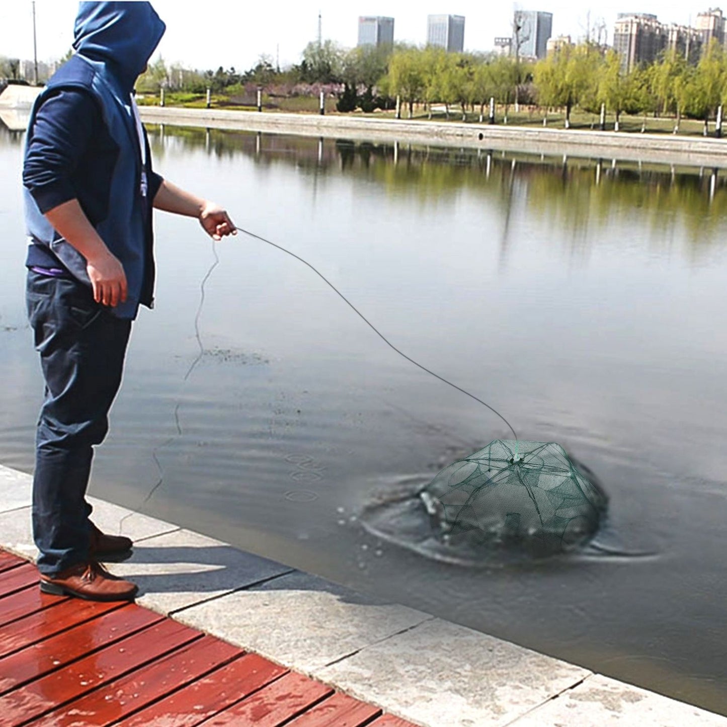Fishing Trap Net Portable Folded Fishing Bait Trap Shrimp Minnow Crab Bait Net - Discount Msrp