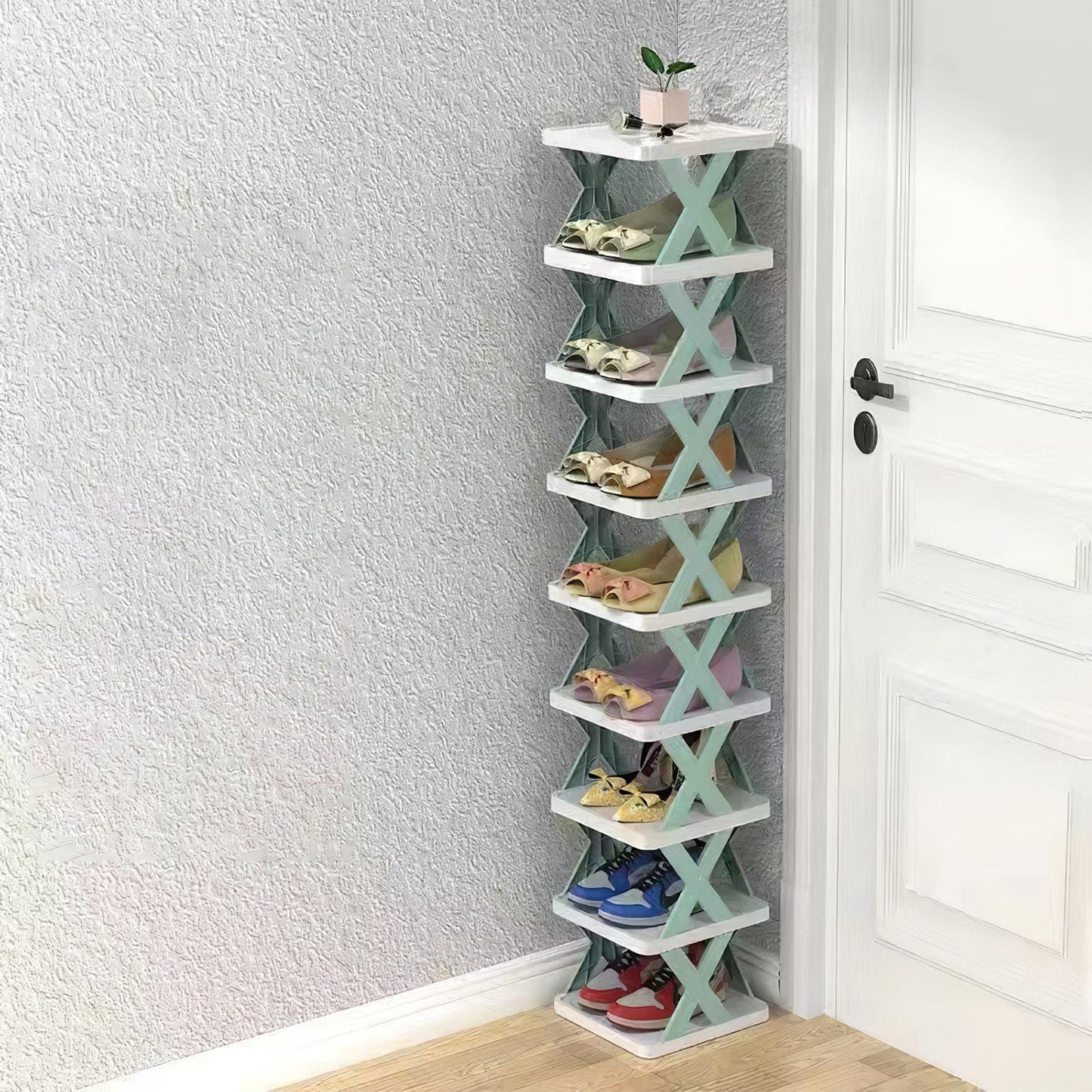 9Tier Narrow Entryway Shoe Rack Plastic Vertical Shoe Organizer Space Saving Free Standing Shoes Storage Shelf Closet Hallway - Discount Msrp