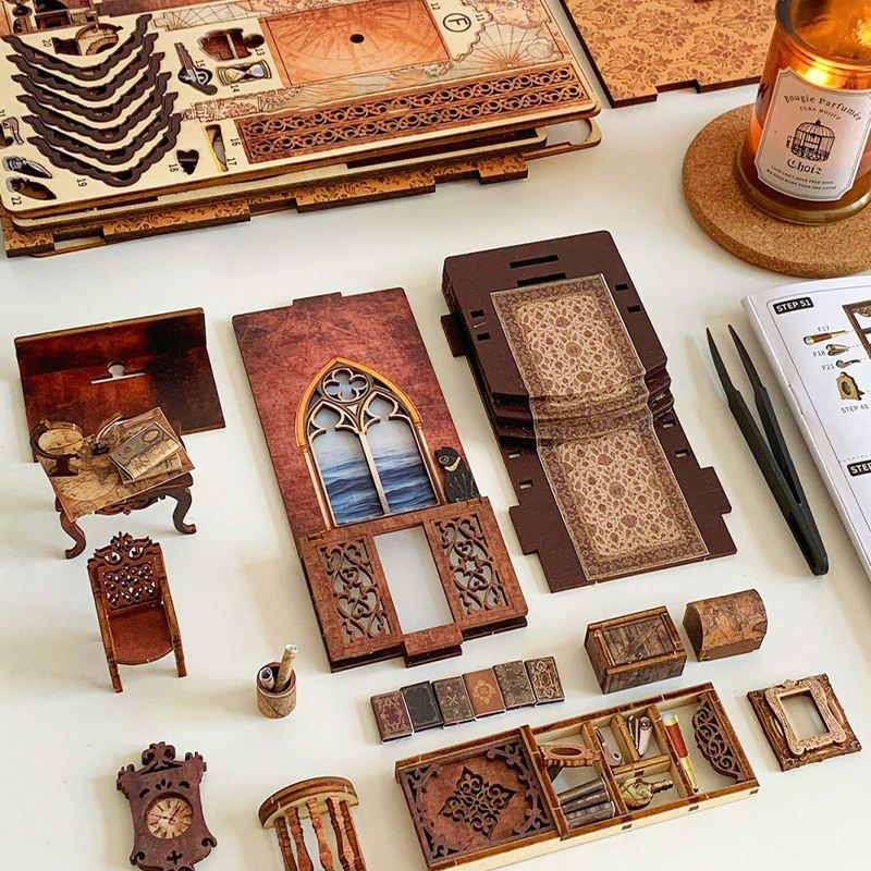 CUTEBEE Book Nook Kit, DIY Booknook Miniature House Tiny House 3D Wooden Puzzle Dollhouse Kit for Adults and Teens, Bookshelf Insert Decor, DIY Craft Gift Model Build - Discount Msrp