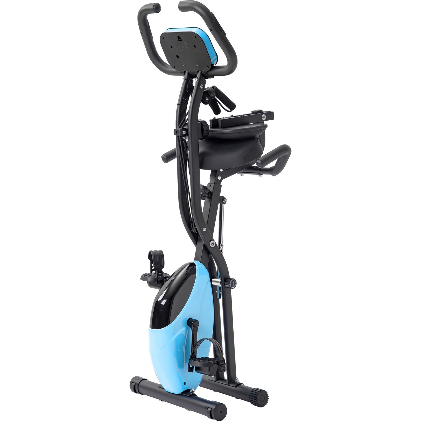 Folding Exercise Bike, Fitness Upright and Recumbent X-Bike with 16-Level Adjustable Resistance, Arm Bands and Backrest - Discount Msrp