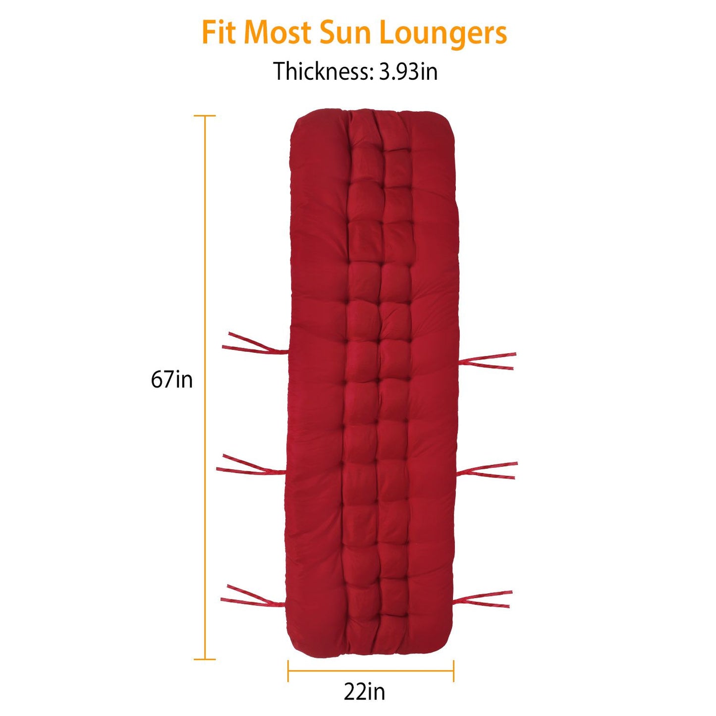 67x22in Chaise Lounger Cushion Recliner Rocking Chair Sofa Mat Deck Chair Cushion - Discount Msrp