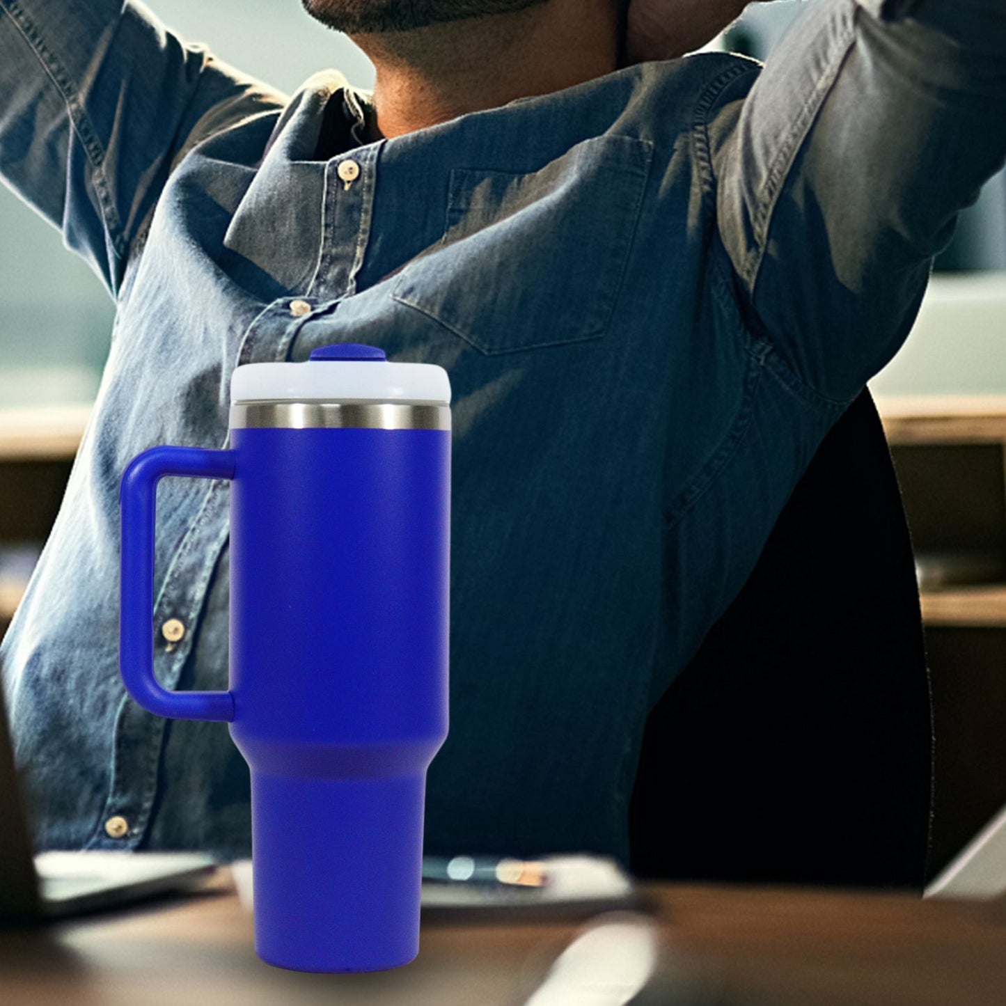 40oz V2 large capacity tumbler, With Handle And Straw Lid, Insulated Reusable Stainless Steel Water Bottles Travel Mug Coffee Cup car cup water cup For Men Women Outdoor Camping Driving, gift - Discount Msrp