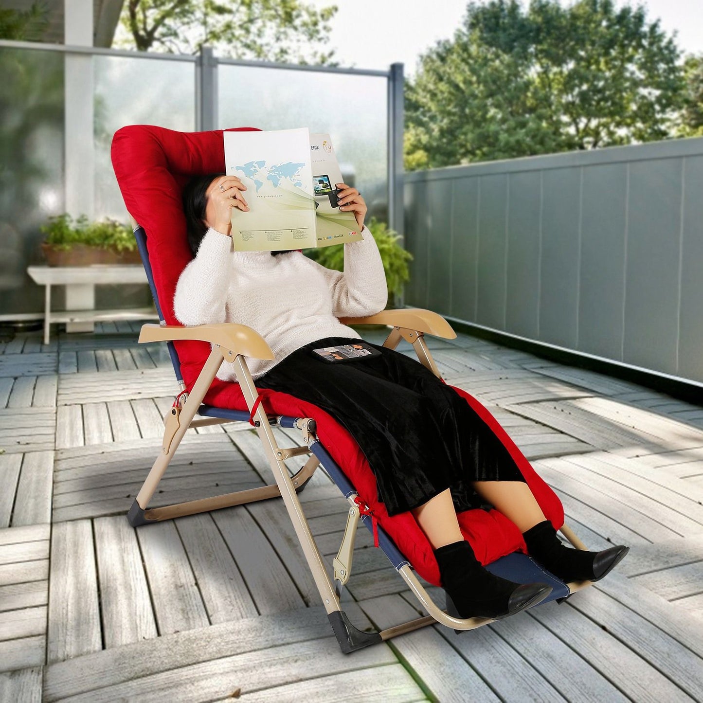 67x22in Chaise Lounger Cushion Recliner Rocking Chair Sofa Mat Deck Chair Cushion - Discount Msrp