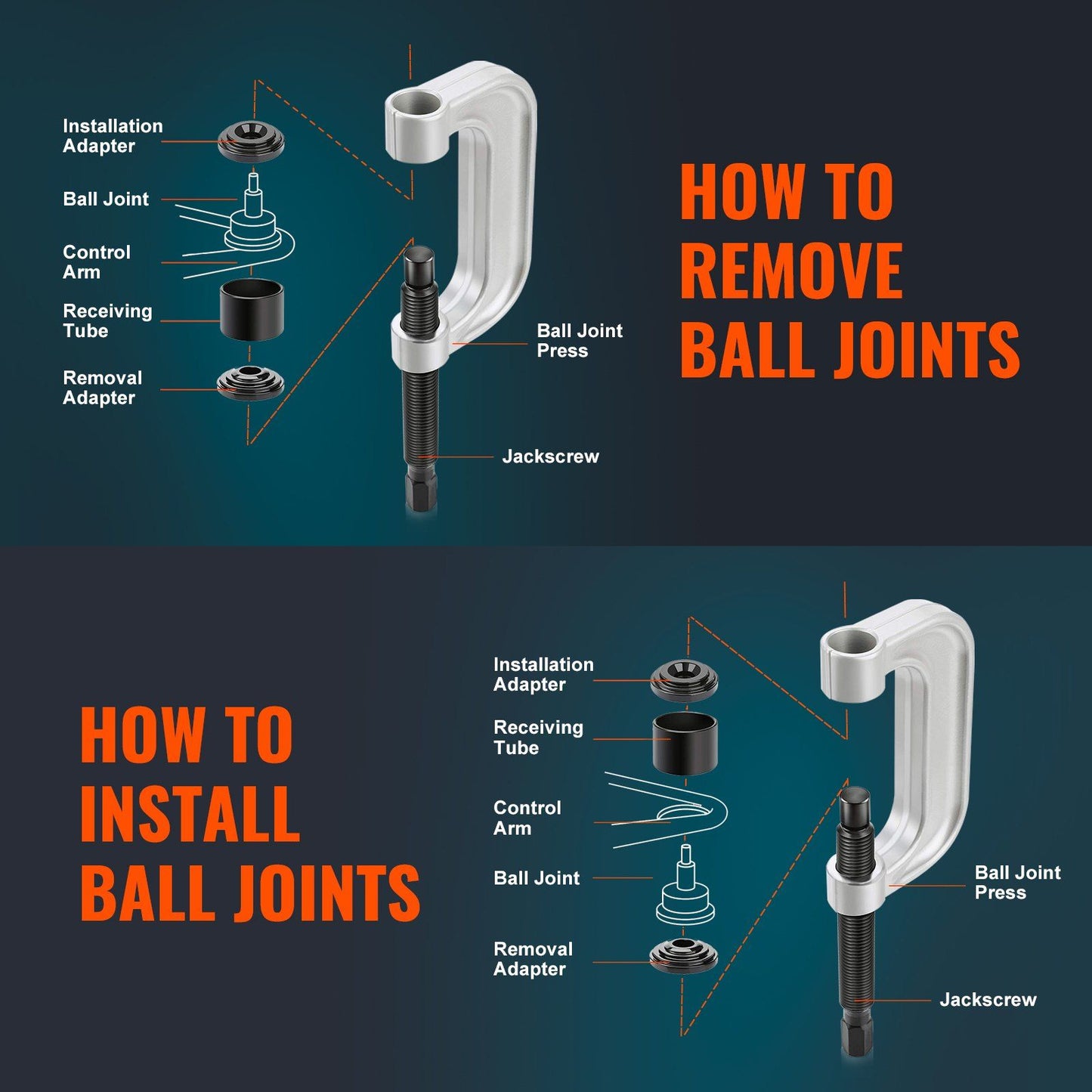 VEVOR Ball Joint Press Kit C-press Ball Joint Tools 25 pcs Automotive Repair Kit - Discount Msrp