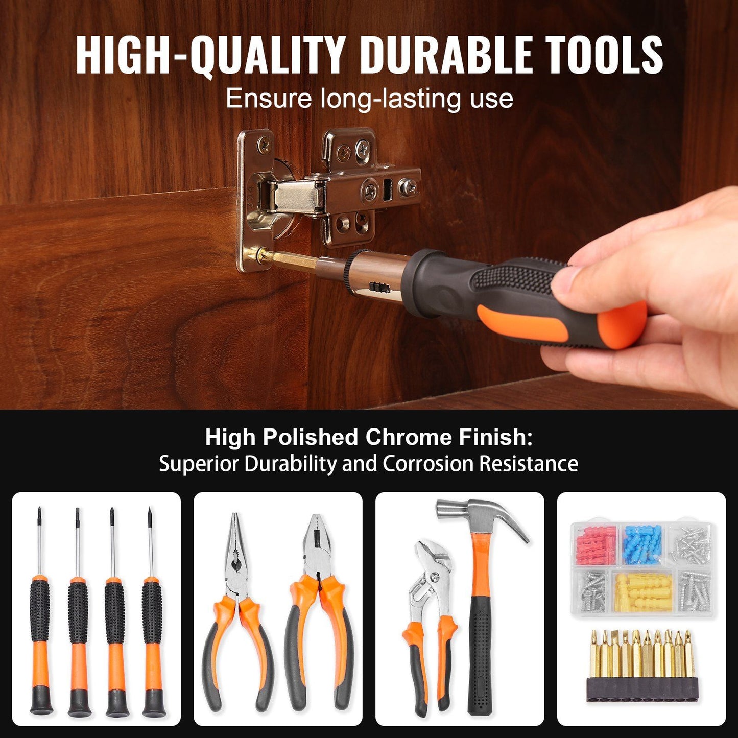 VEVOR Tool Kit, 146 Piece General Household Hand Tool Set, with Electric Drill and Portable Tool Storage Case, High-Quality Steel, for Home Maintenance, DIY Projects, and Automotive Repair - Discount Msrp