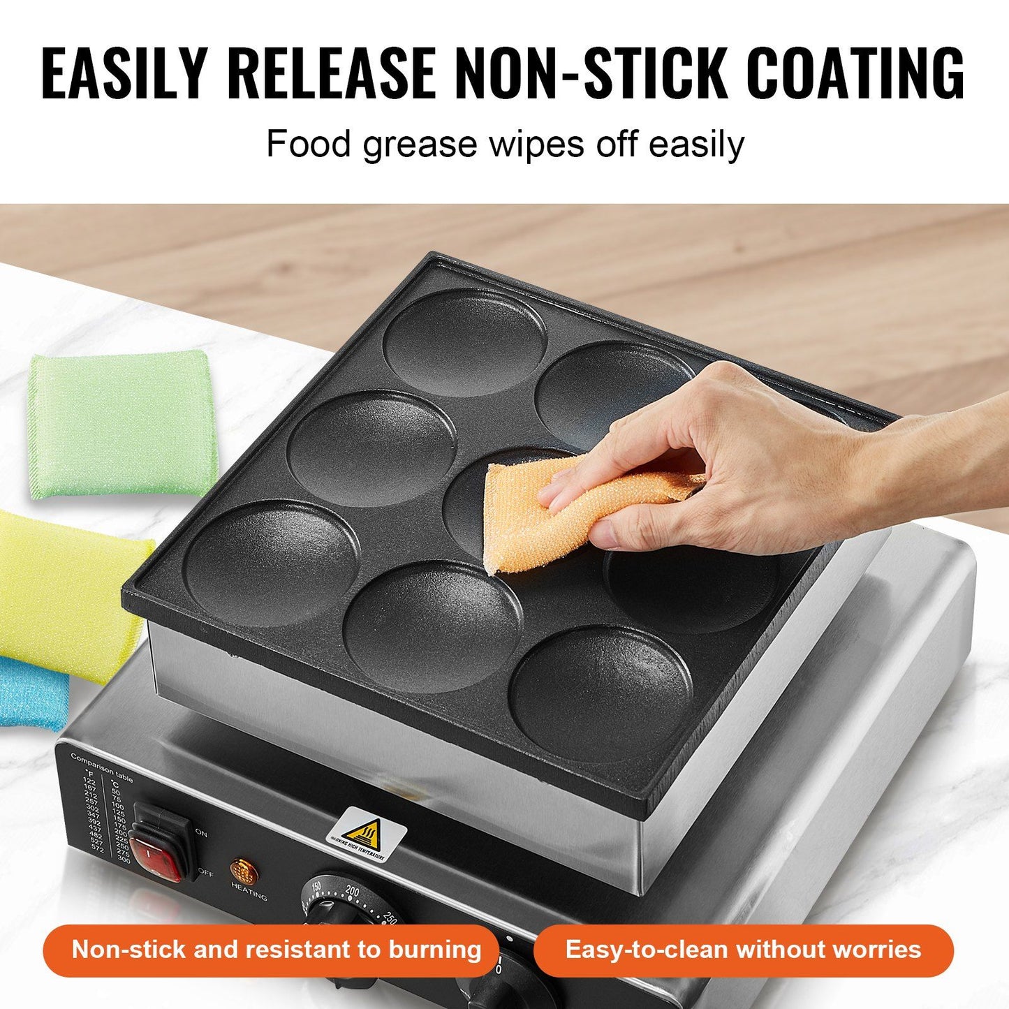 VEVOR 9PCS 76mm Dutch Pancake Maker Commercial Dorayaki Baker 850W Non-stick - Discount Msrp