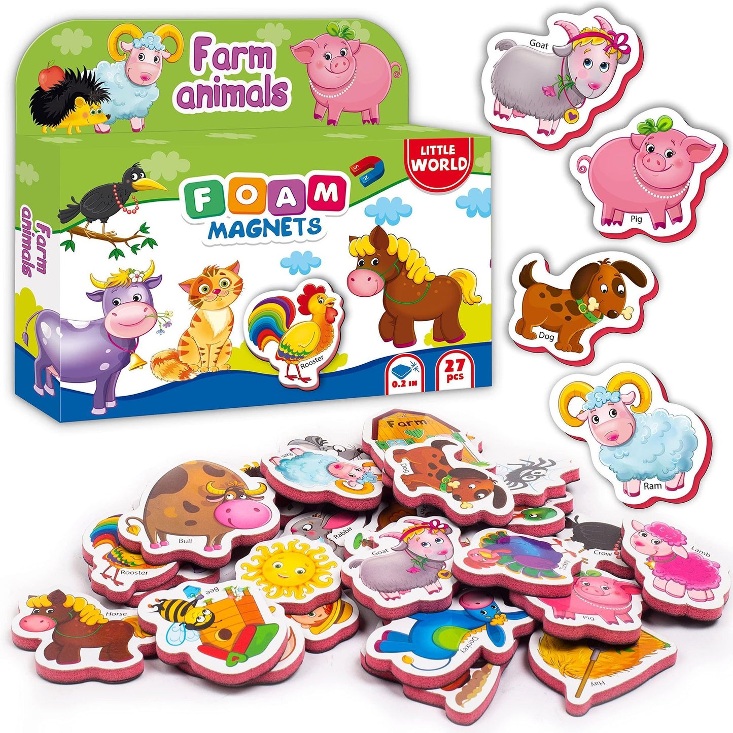 27 Foam Fridge Magnets for Toddlers 3 years Farm Animals Magnets for Kids - Discount Msrp
