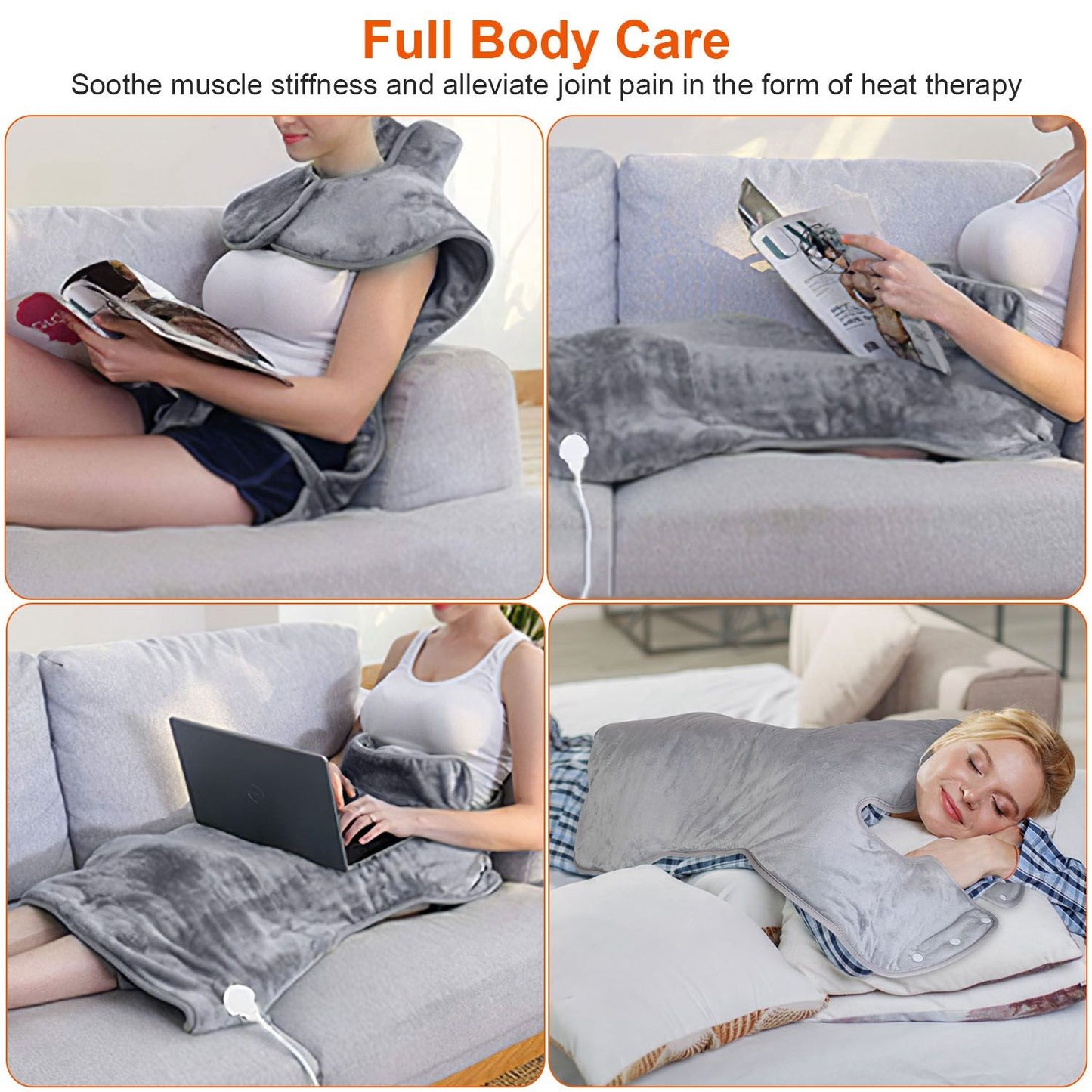 36.6x22in Electric Heating Wrap for Neck Shoulder Fast Heating Pad Mat Heated Neck Wrap for Back Pain Relief with 6 Temperature Settings 4 Timer Modes Machine Washable - Discount Msrp