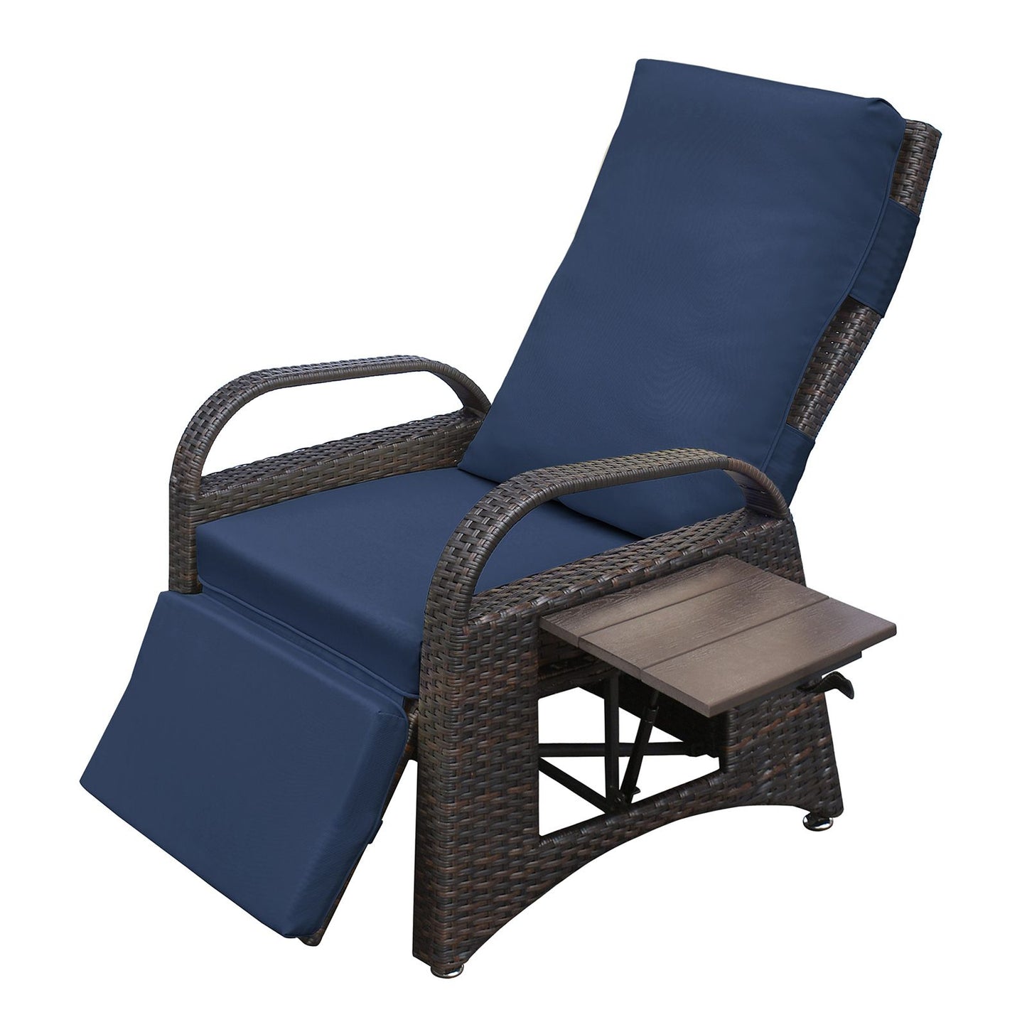 Outdoor Adjustable Wicker Recliner with Flip Table - Discount Msrp