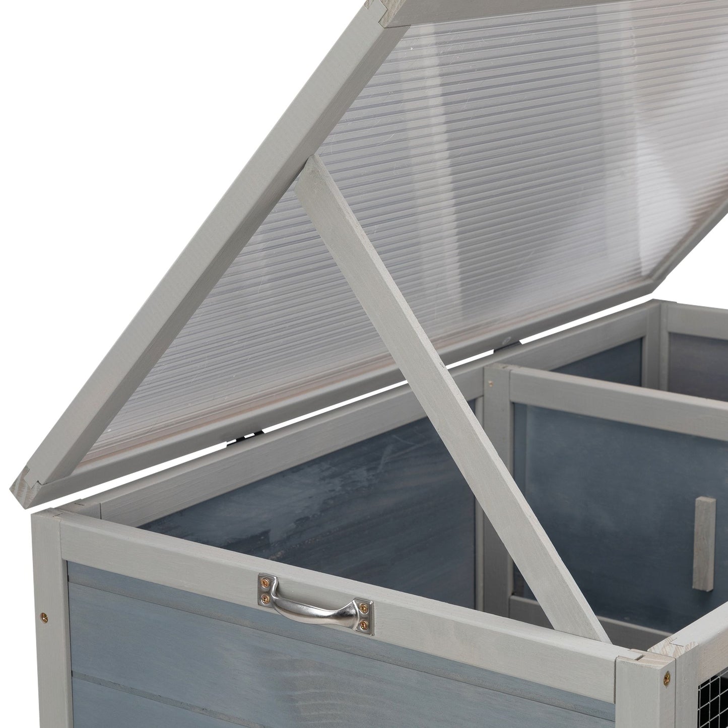 Weatherproof Rabbit House, Indoor/Outdoor Wooden Rabbit Hutch, 2 Story Bunny Cage, Pet House, Wooden Chicken Coop with Wheels, Pull Out Tray for Rabbits and Guinea Pigs, Grey - Discount Msrp