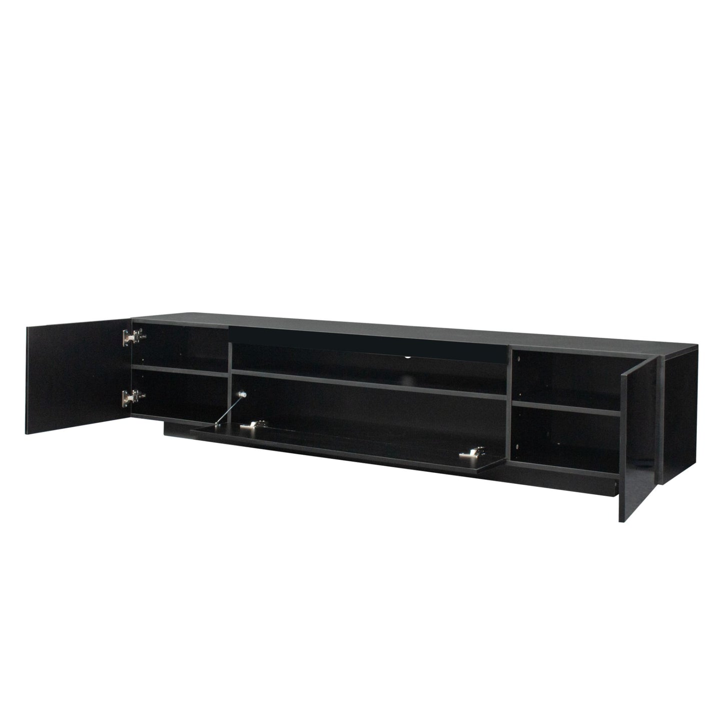 TV Cabinet Wholesale, Black TV Stand with Lights, Modern LED TV Cabinet with Storage Drawers, Living Room Entertainment Center Media - Discount Msrp
