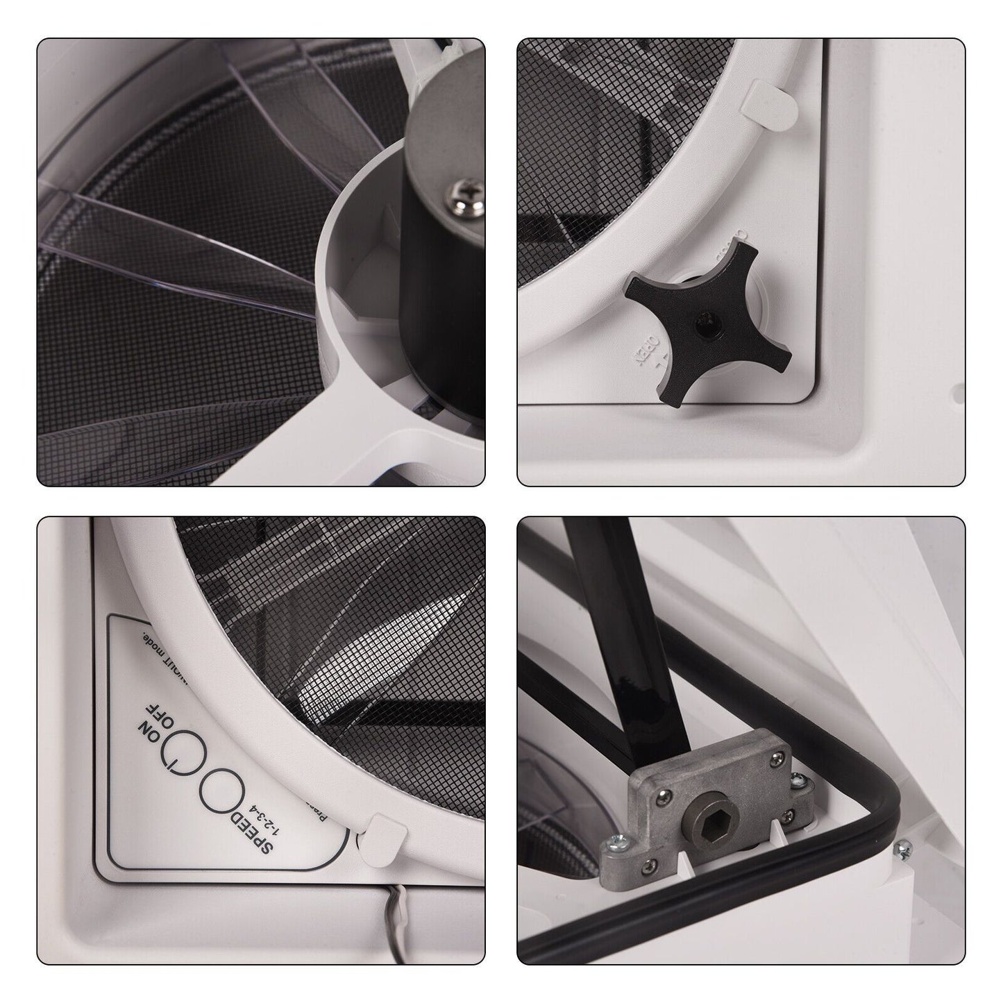 RV Roof Vent Fan 14" with LED Light,4 Speed Reversible 12V RV Exhaust Fan Low Noise,UV Protection,Manual Open for Camper,Travel,Cargo Trailer - Discount Msrp