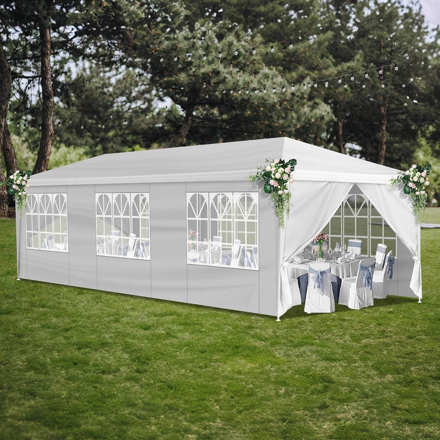 1 Set of 10'x30' Party Tent Canopy for Outdoor Weddings, Heavy-Duty Waterproof Event Shelter with Removable Sidewalls, Ideal for Parties, Booths, and Gatherings. - Discount Msrp