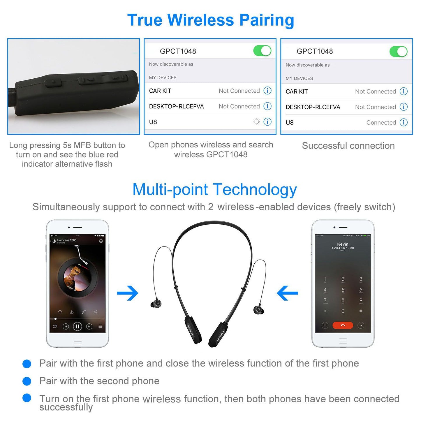 Wireless Neckband Headphones V4.2 Sweat-proof Sport Headsets Earbuds In-Ear Magnetic Neckbands Stereo Earphone - Discount Msrp