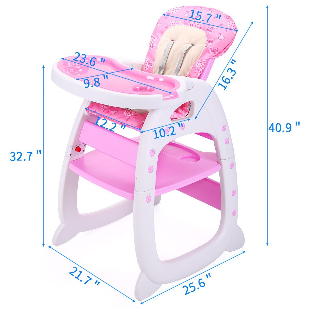 Multipurpose Adjustable Highchair,Children's dining chair for Baby Toddler Dinning Table with Feeding Tray and 5-Point Safety Buckle XH - Discount Msrp