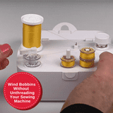 SINGER® Universal Bobbin Winder – External Bobbin Filler for Class 15 & 15J Bobbins, Battery or AC Powered, White - Discount Msrp