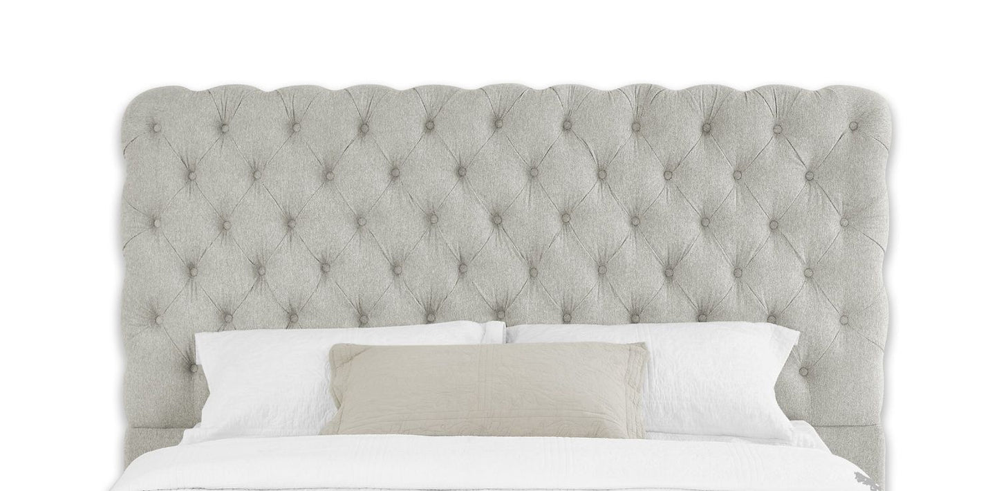 1pc Contemporary Upholstered Queen Bed Tufted Headboard and Footboard Bedroom Furniture Dove Gray - Discount Msrp