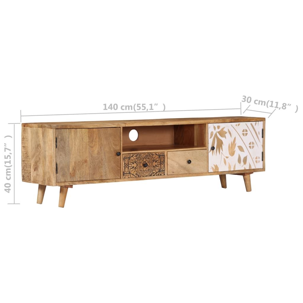 TV Stand 55.1"x11.8"x15.7" Solid Wood Mango - Discount Msrp