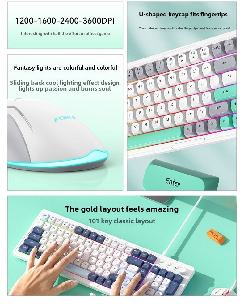Wired luminous keyboard and mouse Q908 gaming mechanical feel game luminous suspended keyboard and mouse set - Discount Msrp