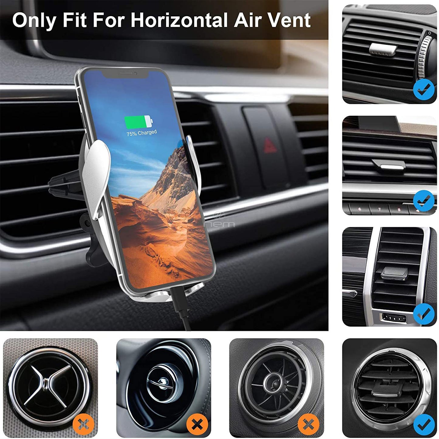 Universal Wireless Car Phone Charger Mount Holder Automatic Clamping - Discount Msrp