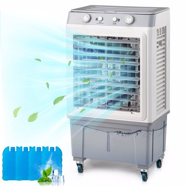 3 in 1 Portable Evaporative Cooler,Indoor,Outdoor,2353CFM Personal Air Cooler,7.9 Gal Large Water Tank & Scroll Casters, 4 Ice Packs,White, Manual control - Discount Msrp