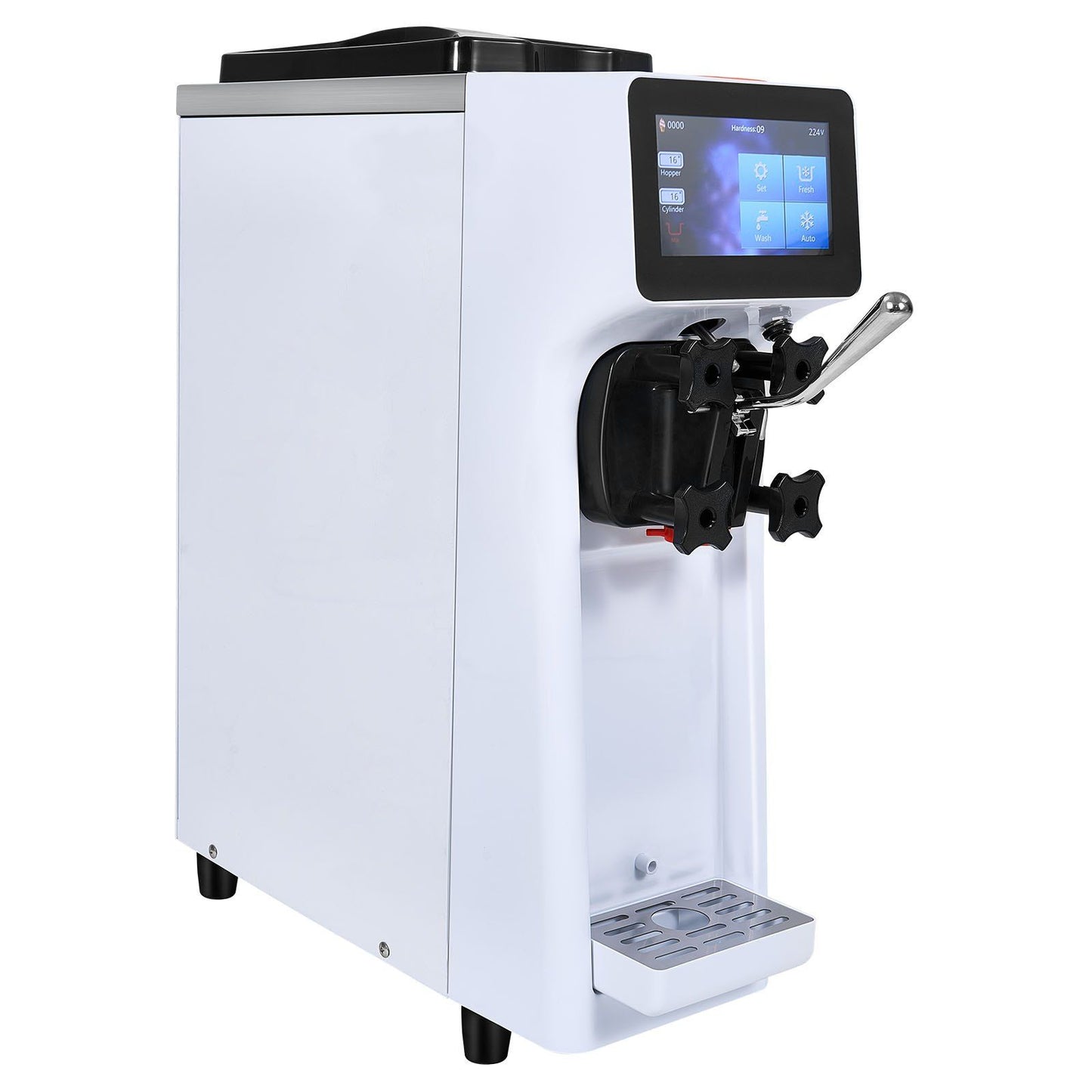 VEVOR Commercial Ice Cream Machine, 10.6 QT/H Yield, 1000W Single Flavor Countertop Soft Serve Ice Cream Maker, 4L Hopper 1.6L Cylinder, Touch Screen Auto Clean Pre-cooling, for Restaurant Snack Bar - Discount Msrp