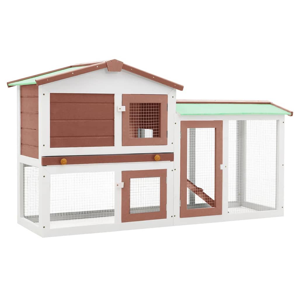 Outdoor Large Rabbit Hutch Brown and White 57.1"x17.7"x33.1" Wood - Discount Msrp