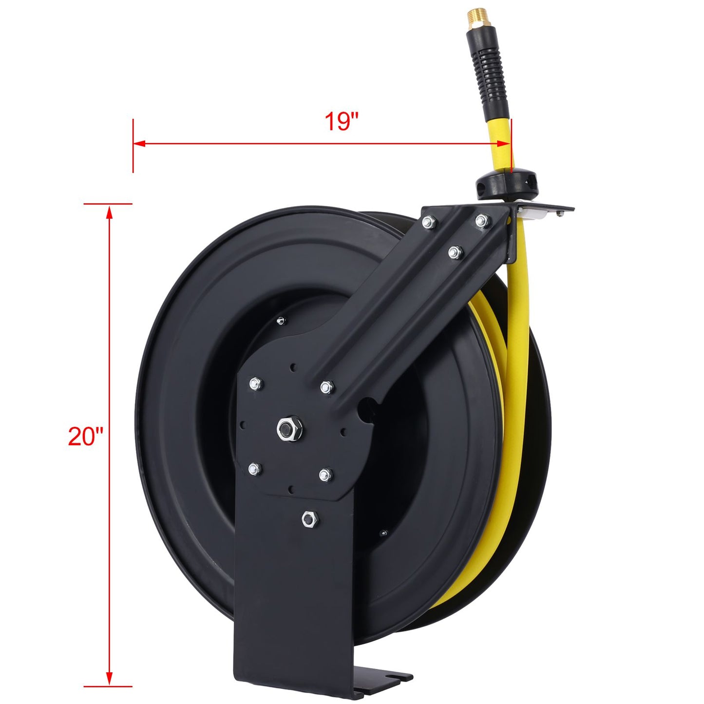 Retractable Air Hose Reel, 1/2" Inch x 50' Ft Auto Rewind Hose-Reel, Heavy Duty Steel Air Hose Reel, Industrial Grade Rubber Hose - Discount Msrp