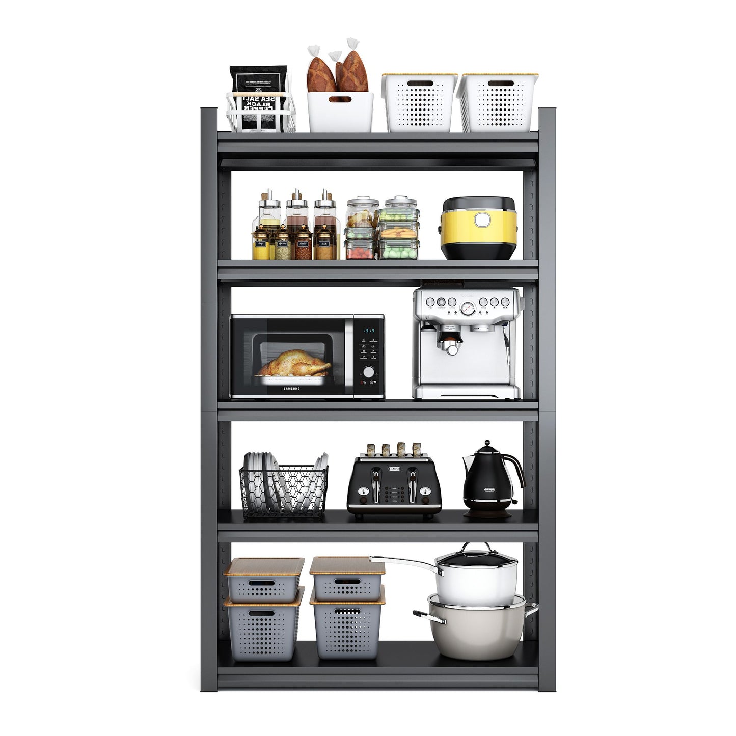 78"H 5 Tier Metal Shelves for Storage Garage Shelving 2000LBS Heavy Duty Storage Shelves Adjustable Garage Shelf Industrial Shelving Unit Storage Utility Rack,47.2"W*18"D*78"H,Black - Discount Msrp
