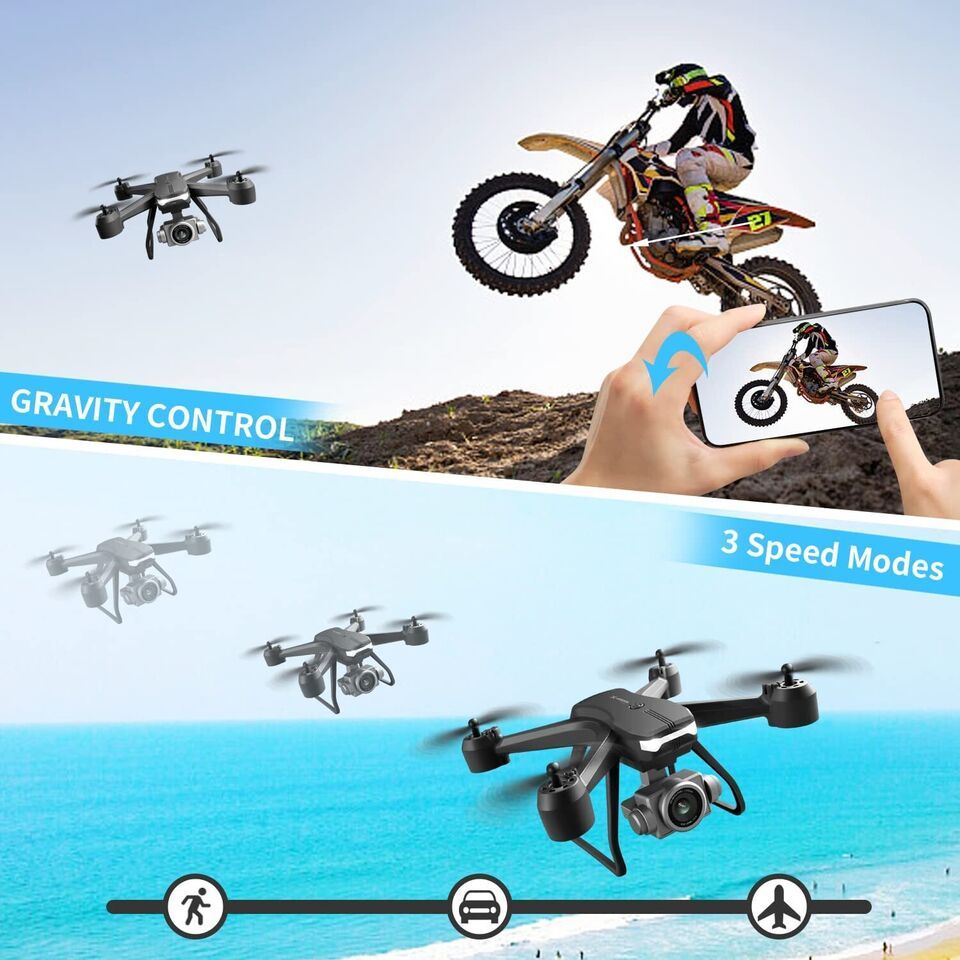 4DRC V14 RC Drone WIFI FPV 4K HD Wide Angle Dual Camera Quadcopter Portable With Bag ,2 Batteries Drone For Beginner,Headless Mode,Gesture Photo - Discount Msrp