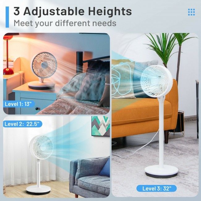 9 Inch Portable Oscillating Pedestal Floor Fan with Adjustable Heights and Speeds - Discount Msrp