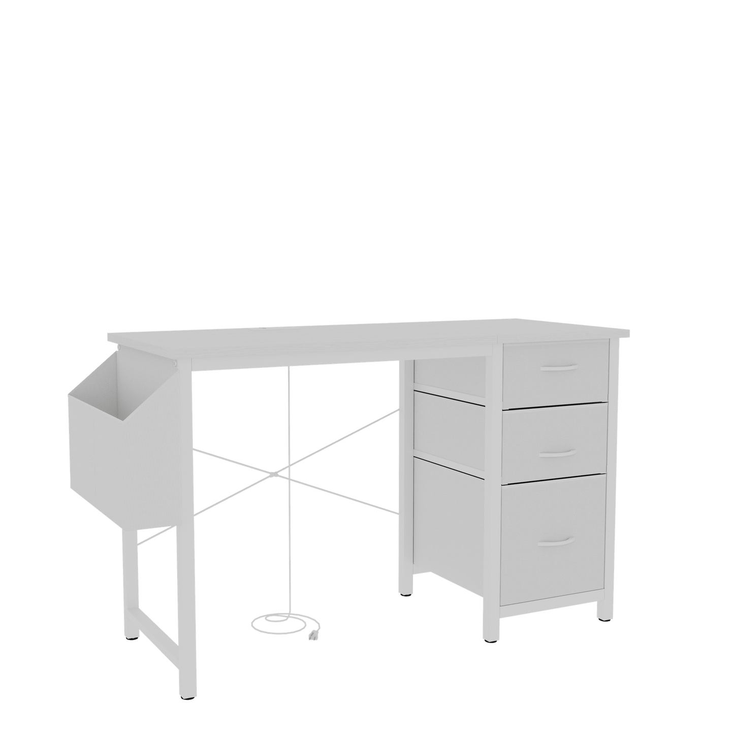 47"office desk with power outlet,3 drawers,Side Pocket, Study Desk Easy to Assemble,Frame stability Reversible for home desk, company computer desk, game table,Vanity table, white - Discount Msrp