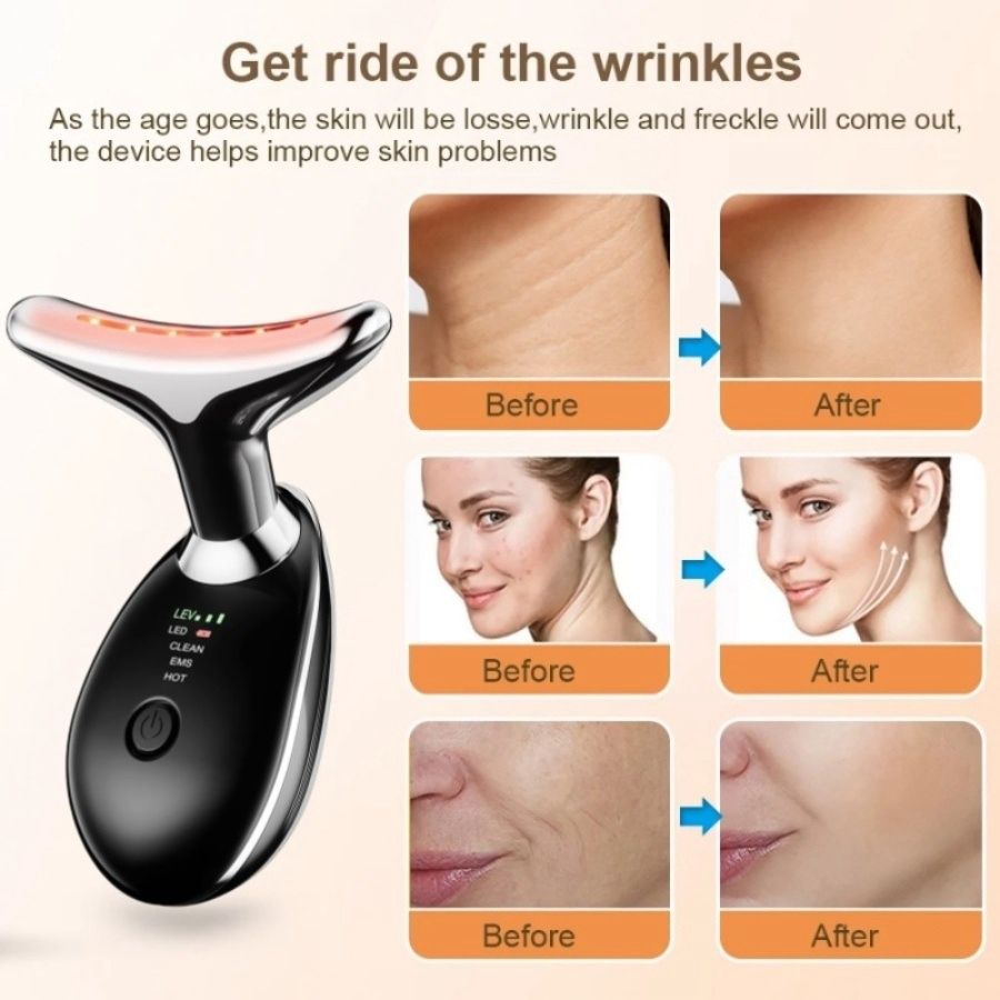 Face and Neck Massager 3 Colors EMS Beauty Device Lifting Tighten Facial Massagers Wrinkle Remover Reduce Double Chin Devices for Woman - Discount Msrp