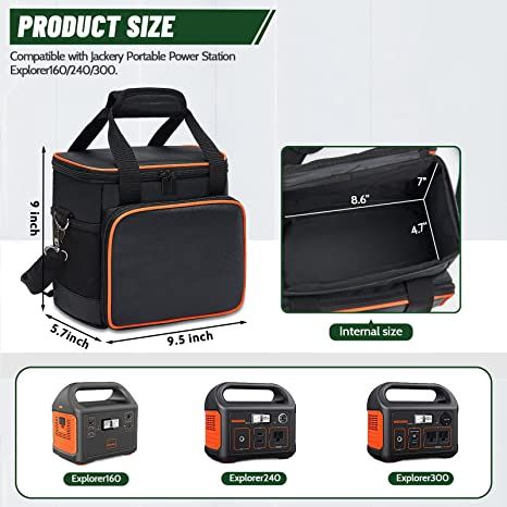 Carrying Bag for Jackery Portable Power Station Explorer 300 240 160 Storage Pockets Battery Case Travel Power Pack - Discount Msrp
