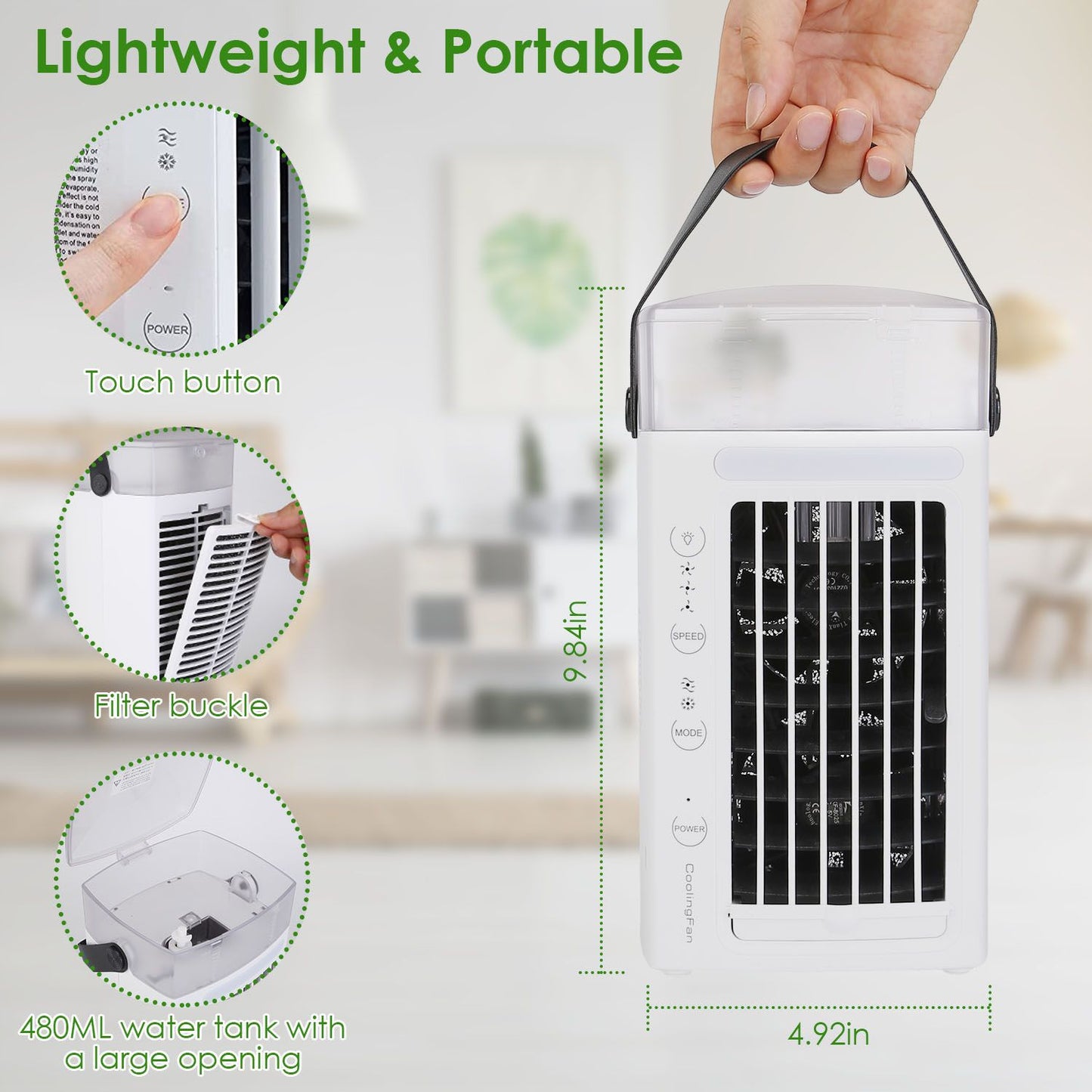 4 In 1 Portable Air Conditioner Fan Evaporative Air Cooler Water Fan - Discount Msrp