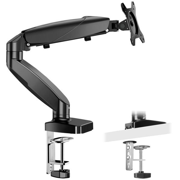 The monitor arm is adjustable for desktop mount and fits 15-27 inch monitors with weight capacities up to 15.4 pounds, black - Discount Msrp