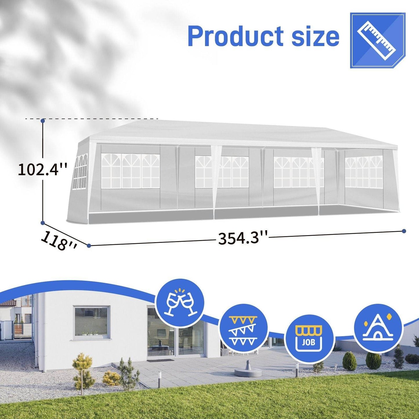 1 Set of 10'x30' Party Tent Canopy for Outdoor Weddings, Heavy-Duty Waterproof Event Shelter with Removable Sidewalls, Ideal for Parties, Booths, and Gatherings. - Discount Msrp