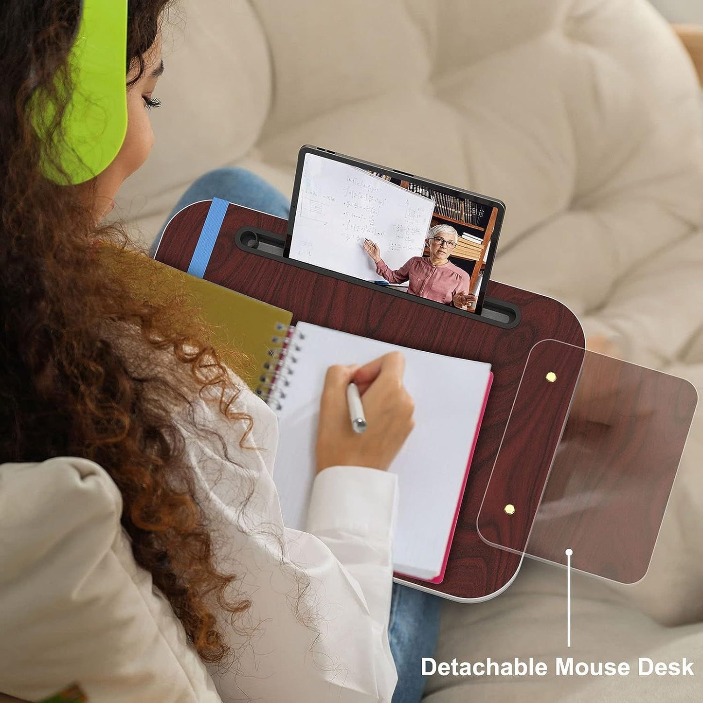 Lap Desk with Cushion, Tablet Holder and Detachable Mouse Tray, Fits Up to 16.1 Inches Laptops, Lap Desk for Bed Couch Sofa and Table - Discount Msrp
