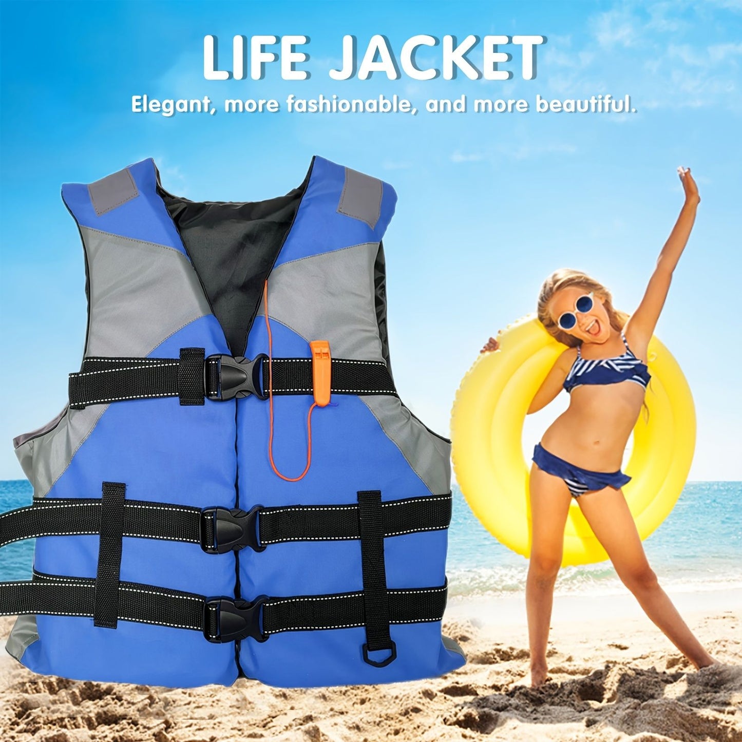 1pc Adult Portable Breathable Inflatable Vest; Life Vest For Swimming Fishing Accessories - Discount Msrp