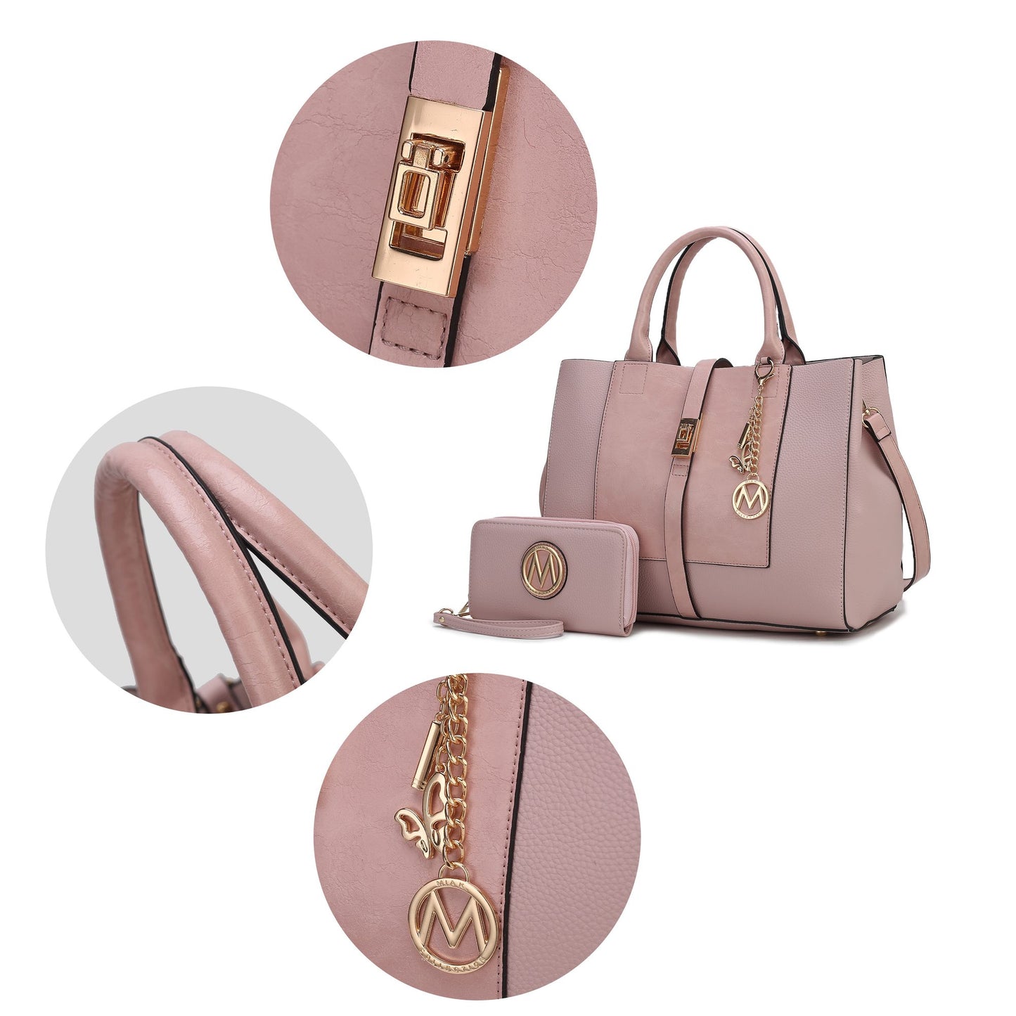 MKF Collection Yola Satchel Bag with Wallet Vegan Leather Women by Mia K - Discount Msrp
