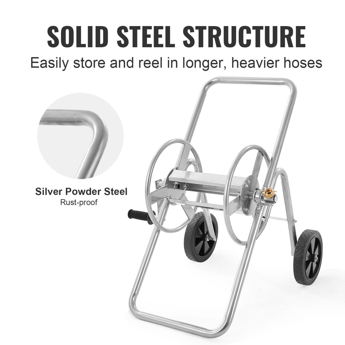 VEVOR Hose Reel Cart, Hold Up to 175 ft of 5/8'' Hose (Hose Not Included), Garden Water Hose Carts Mobile Tools with Wheels, Heavy Duty Powder-coated Steel Outdoor Planting for Garden, Yard, Lawn - Discount Msrp