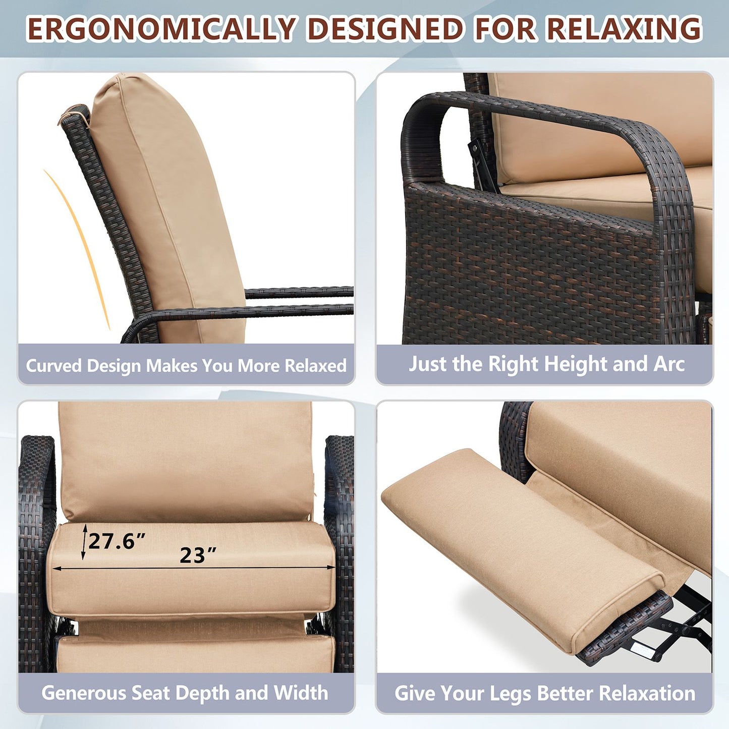 Outdoor Recliner Chair; Automatic Adjustable Wicker Lounge Recliner Chair with 5.12'' Thicken Cushion - Discount Msrp