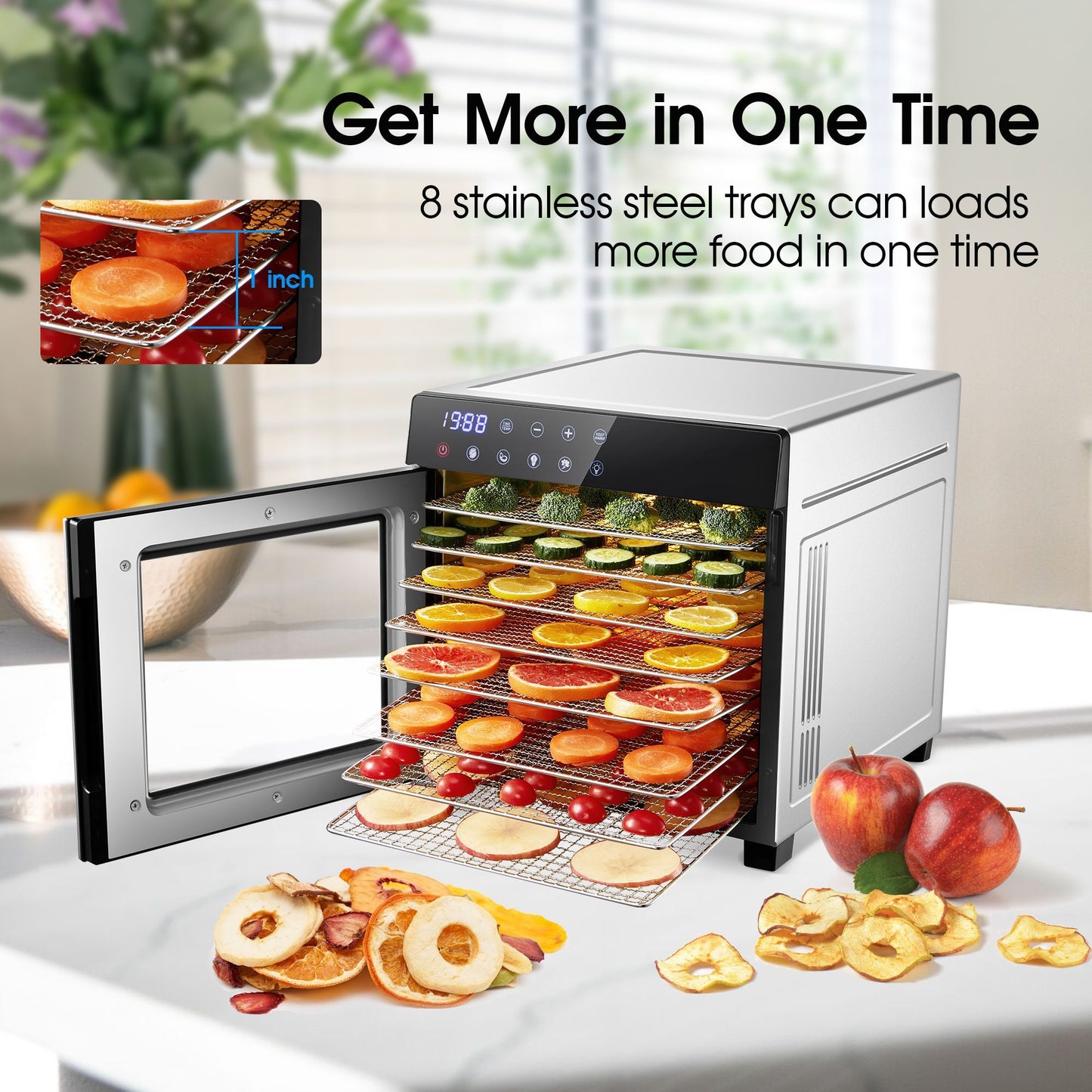 Food Dehydrator Machine 25QT, 8 Trays Stainless Steel Dehydrator Machine, Large Capacity Dehydrators for Food and Jerky, Herbs, Yogurt, Veggies, Dog Treats - Discount Msrp