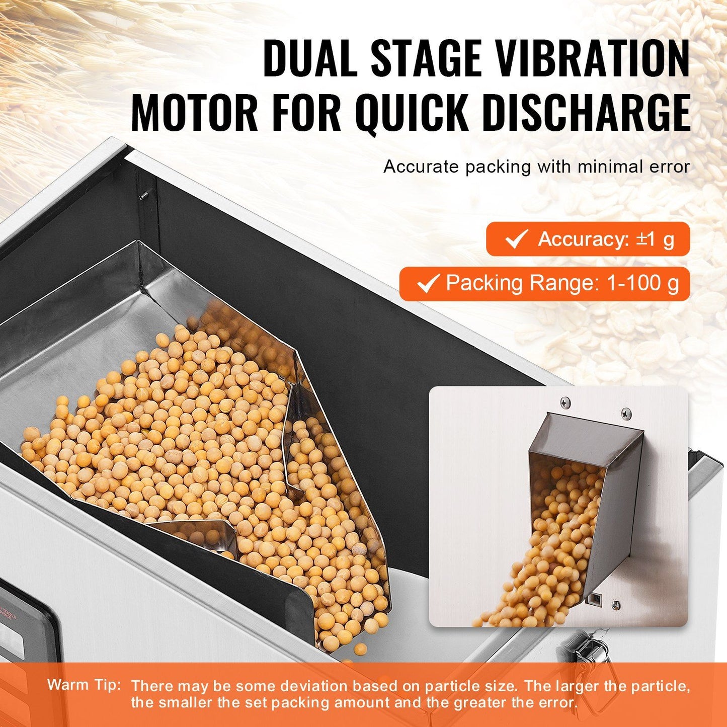 VEVOR Automatic Particle Packaging Machine, 0.002-0.22lbs/1-100g, Multi-Function Pouch Powder Sachet Weighting Filling Packing Machine, Powder Filler Machine for Tea Seeds Grains Flour Beans Glitter - Discount Msrp