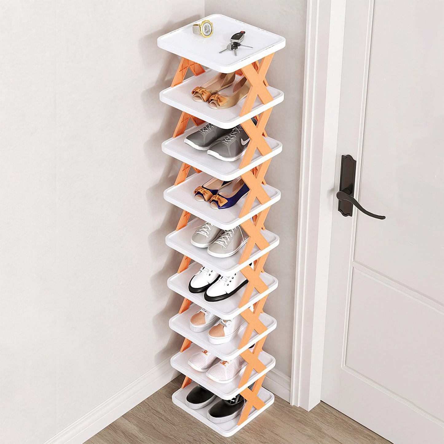 9Tier Narrow Entryway Shoe Rack Plastic Vertical Shoe Organizer Space Saving Free Standing Shoes Storage Shelf Closet Hallway - Discount Msrp