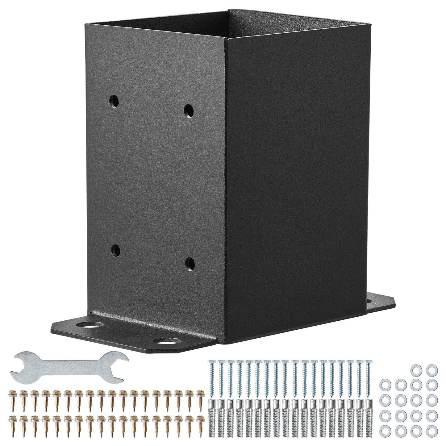 4x4 Post Base 4 Pcs, Inner Size 3.6"x3.6" Post Base Brackets, Heavy Duty Powder-Coated Post Anchor Matte Black Wood Post Brackets for Pavilion Deck Railing Support Deck Base Plate - Discount Msrp