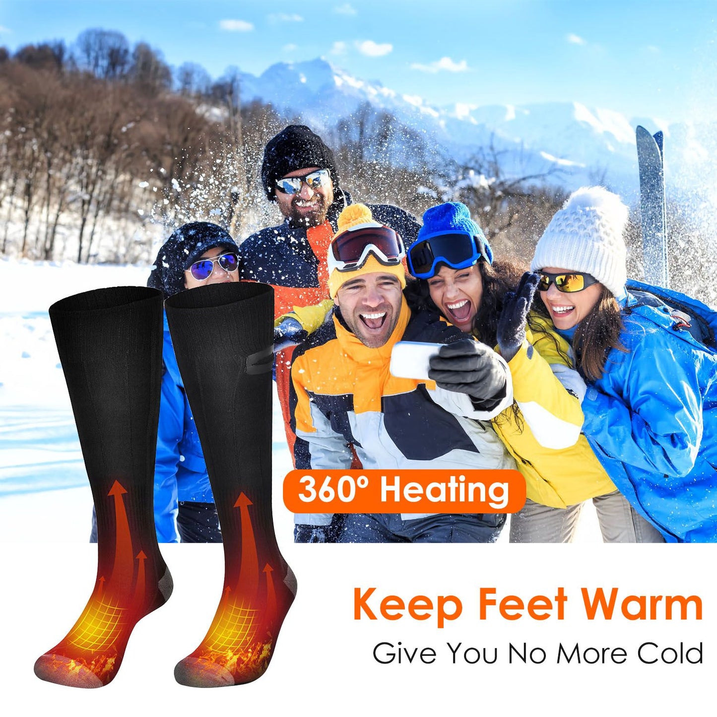 Electric Heated Socks for Men Women Battery Powered Heated Socks Rechargeable Feet Warmer with 4 Temperature Levels Indoor Outdoor Machine Washable - Discount Msrp