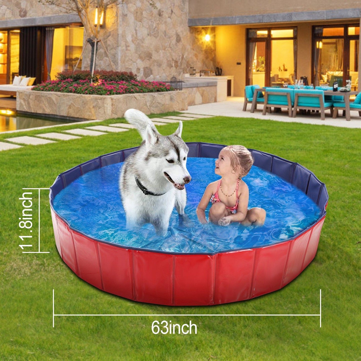 Foldable Pet Swimming Pool PVC Kiddie Baby Dog Swim Pool Bathing Tub Playmat Kids Pools - Discount Msrp