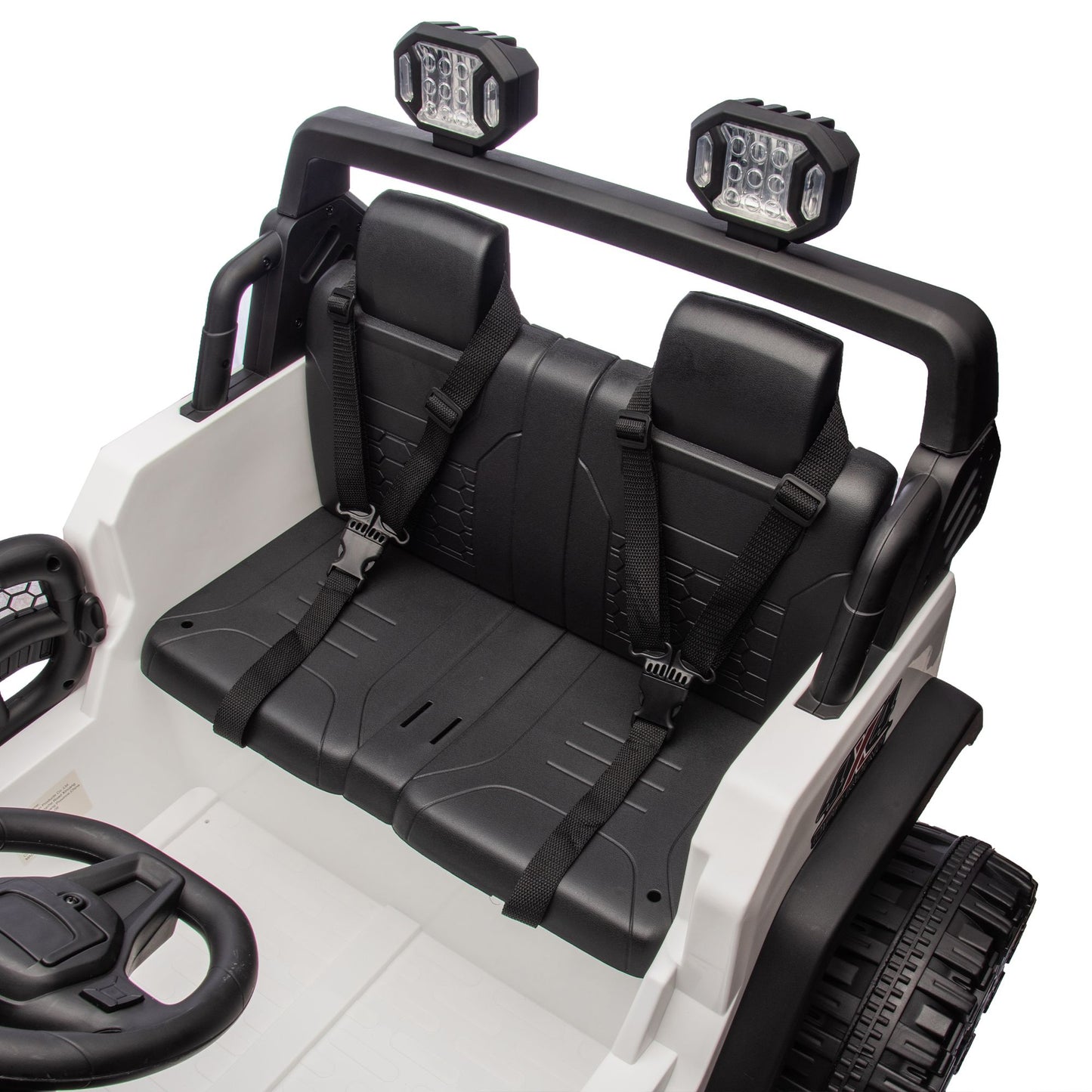 24V Two-seater Kids Ride On Electric Car W/parents control,Seat width 19.69in,400W motor,Four-wheel suspension,light&searchlight,USB,MP3,Bluetooth,Provide a speed of 1.86-4.35MPH for kids of 3+. - Discount Msrp