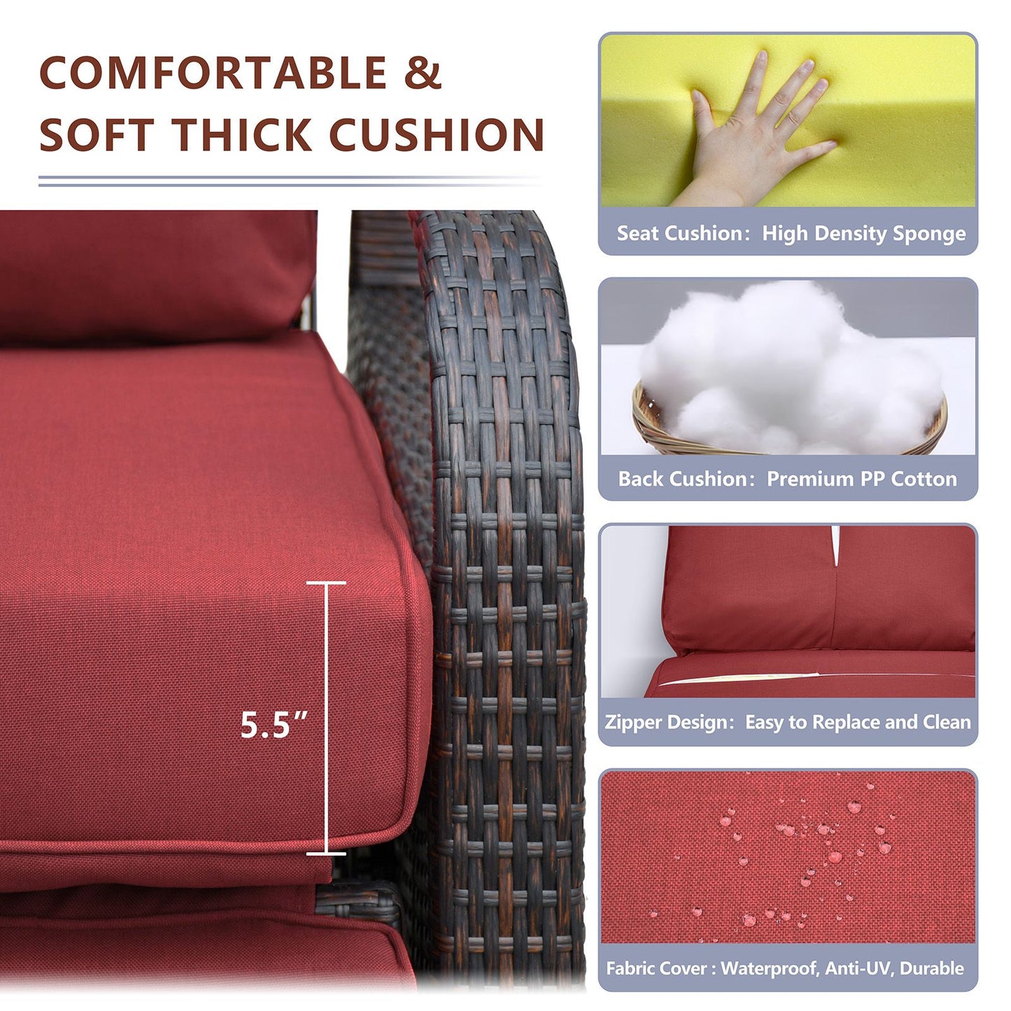 Outdoor Recliner Chair; Automatic Adjustable Wicker Lounge Recliner Chair with 5.12'' Thicken Cushion - Discount Msrp